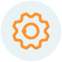 Cog icon orange and blue