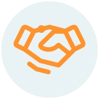 Handshake Orange and blue