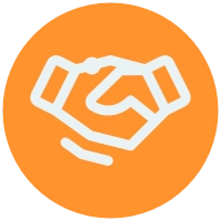 handshake Blue and orange