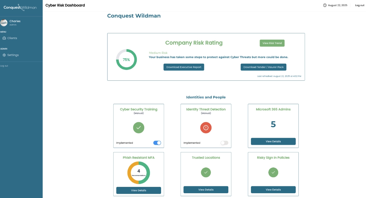 Cyber Risk Dashboard Screenshot 1